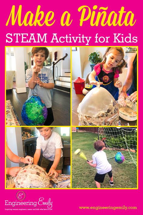 This STEM activity is perfect for upcoming graduation or birthday celebrations. Your kids can help every step of the way, then have fun destroying the piñata to collect a reward! Learn how to make a Piñata in this post.  #stemforkids #activitiesforkids #homeschooling #celebrations #birthdayparty #graduationparty #pinata #papermache Kids Slime, Make A Bird Feeder, Steam Activity, Airplane Activities, Bouncy Ball, Bouncy Balls, Steam Activities, Stem For Kids, Kindergarten Graduation