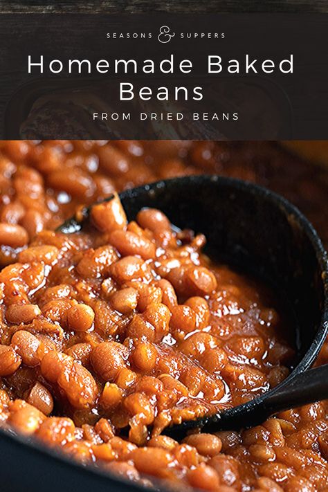 Baked Beans From Scratch, Homemade Baked Beans, Baked Bean Recipes, Dried Beans, Baked Beans, Bean Recipes, Polenta, Vegetable Side Dishes, A Bowl