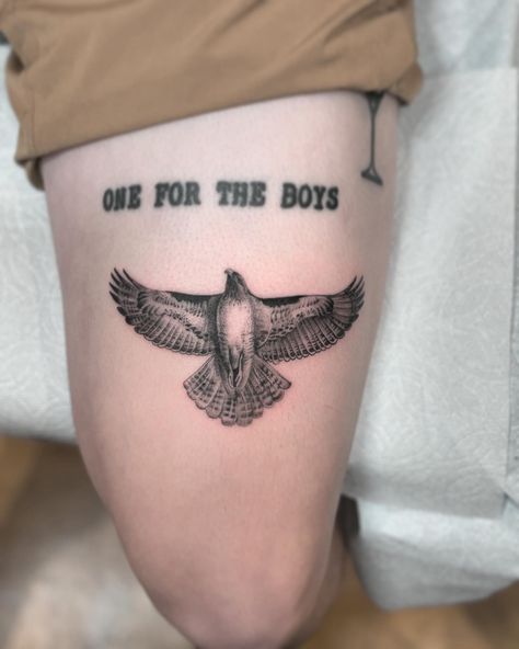 Red Tailed Hawk for the boys || done at @rosetattoosandiego Hawk Tattoo, Red Tailed Hawk, The Boys, Tatting, Tattoos, Red, Quick Saves