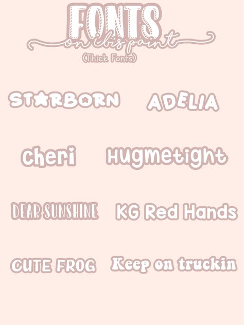 Thick Fonts ! Fonts Not Mine! 🍍 Downloadble In dafont +More Or On Ibis Paint! (If you Use This Pic Please Credit me!) Phonto Fonts, Letters Cursive, Cute Fonts Alphabet, Best Canva Fonts, Fonts Vintage, Dafont Fonts, Flower Font, Fonts Cursive, Font Serif