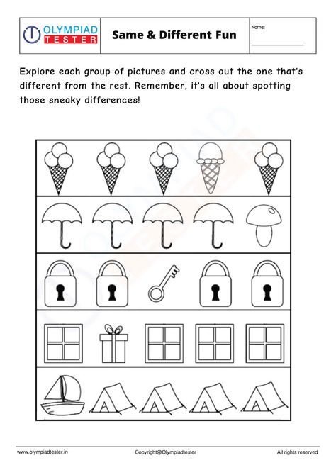 Odd one Out Worksheet  for Kindergarten/ Preschool Odd One Out Worksheet For Kids, Ukg Worksheets Activities, Odd One Out, Odd One Out Worksheet, Concentration Activities, Worksheet For Kindergarten, Math Olympiad, Preschool Activities Printable, Activities Printable