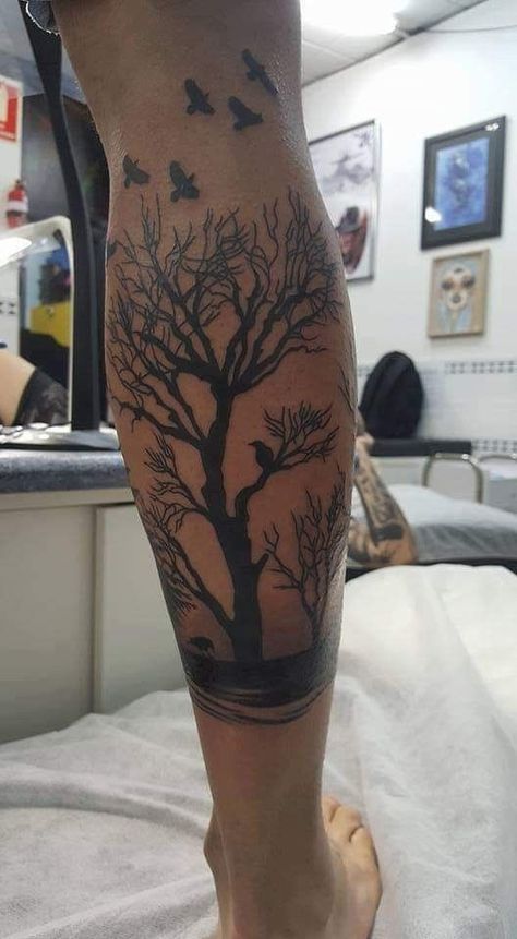 Poison Tree Tattoo, Tree Leg Tattoo, Scott Tattoo, Lilly Flower Tattoo, Tree Tattoo Meaning, Calf Tattoo Men, Tree Tattoo Arm, Leg Sleeve Tattoos, Tree Tattoo Men