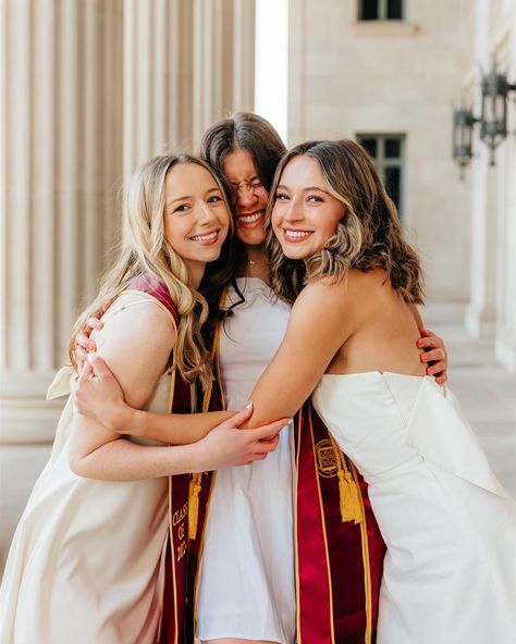 the girls 🫶🏼💫🥂 these ladies made this early morning shoot such a great time and i seriously could’ve kept the shoot going forever. like… tell me why i feel so proud of them looking at their full gallery??? met them all one whole time and i genuinely could not stop smiling while editing??? the most beautiful, sweet, and smart girlies to grace this campus 🤍 CONGRATS!!! #gradpics #graduationpictures #mnseniorphotographer #minneapolisseniorphotographer #seniorpictures Friend College Graduation Pictures, College Graduation Pictures Friends, Trio Graduation Pictures, Grad Pics With Friends, Group Graduation Pictures, Friend Senior Pictures, Graduation Pictures College, Ucf Grad, College Announcements