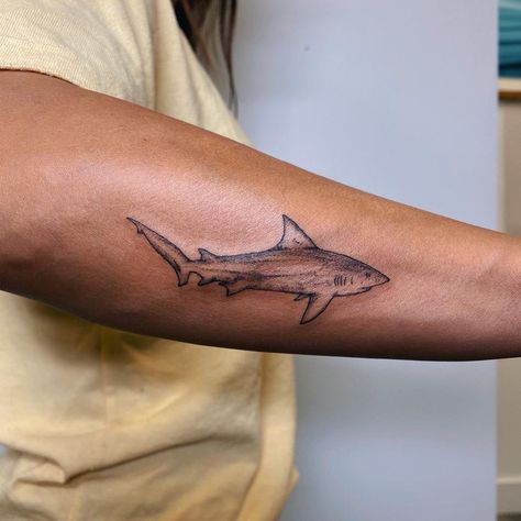 Shark Rib Tattoo, Bull Shark Tattoo, Shark Tattoo Men, Fisherman Aesthetic, Simple Line Tattoo, 2024 Tattoo, Aesthetic Tattoos, Bull Shark, Shark Tattoo