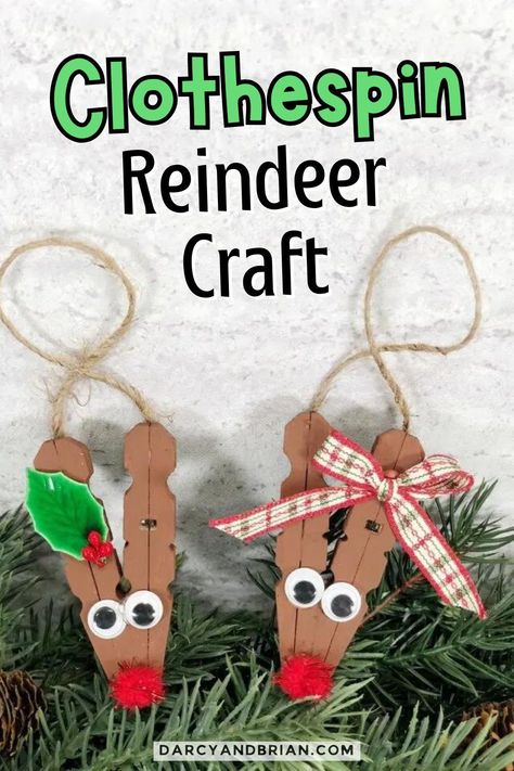 Unleash your creativity this holiday season with our whimsical clothespin reindeer craft! These charming little creations bring a delightful touch to your festive decor. Using standard wooden clothespins, you'll transform simple materials into adorable reindeer that can be displayed or gifted. Perfect for kids and families to enjoy together, this craft encourages imaginative play while adding a personal touch to your holiday celebrations. Get ready to craft some magic! Christmas Craft With Clothes Pins, Clothespin Rudolph Ornament, Clothpins Crafts For Kids, Clothespin Christmas Craft, Clothes Pin Reindeer Crafts, Craft With Clothes Pins, Clothespin Reindeer Ornaments, Simple Xmas Crafts For Kids, Reindeer Projects For Kids