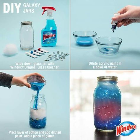 DIY Galaxy Jars Diy Galaxie, Galaxy Jars, Diy Galaxy Jar, Galaxy Crafts, Galaxy Jar, Diy Crafts For Teen Girls, Diy Galaxy, Diy Crafts For Teens, Christmas Gifts For Teen Girls