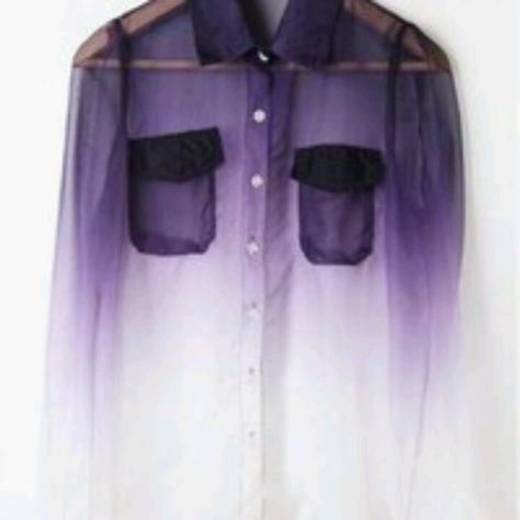 Purple faded shirt Ombre Shirt, Purple Stuff, All Things Purple, Purple Ombre, Purple And White, Visual Kei, Looks Style, Sheer Blouse, Look Fashion