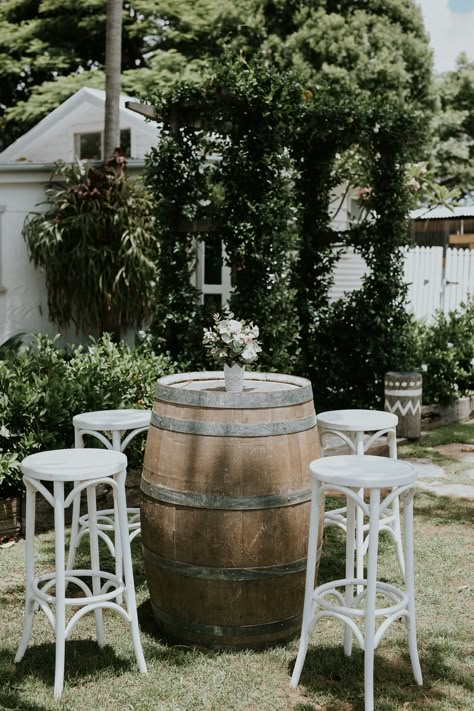 Wine Barrel Tables, Cocktail Wedding Styling, Barrel Tables, Rustic Wedding Cocktail Table Decor, Rustic Cocktail Wedding Reception, Cocktail Wedding Furniture, Indoor Cocktail Party Decor, Wine Barrels, Wedding Wine Barrel