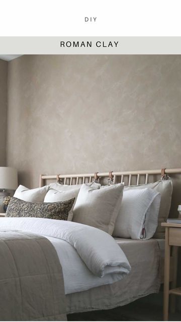 Diy Roman Clay Wall, Roman Clay Bedroom, Roman Clay Walls Diy, Cream Textured Wall, Rough Textured Walls, Diy Roman Clay, Wall Paint Color Schemes, Roman Clay Walls, Wall Colour Texture