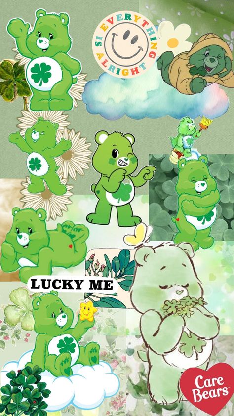 lucky care bear #carebear #carebears #luckycarebear #luck #lucky #luckybear #bear Care Bears Lucky Bear, Good Luck Bear Wallpaper, Lucky Care Bear Aesthetic, Lucky Care Bear, Bear Meme, Lucky Bear, Good Luck Bear, Bear Aesthetic, Care Bears Vintage