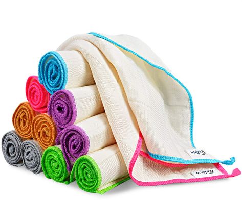 sh Cloths Set, 12 Pcs Strong Absorbent Soft Bamboo Fiber Kitchen Towels with Hanging Loop, Dishes Rags Dishcloths Tea Towel Wipes for Washing, Cleaning, Drying (12” x 12”) iD NCEKTS Luxury Kitchen Cabinets, Dish Rag, Cool Room, Bamboo Fiber, Baking Cups, Kitchen Dishes, Storage Room, Animal Pillows, Luxury Kitchen