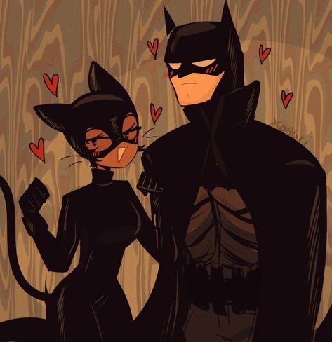 Cat And Batman, Batman And Black Cat, Cartoon Profile Pics For Couples, Cat Woman X Batman Fanart, Cartoon Batman Drawing Easy, Catwoman Profile Picture, Batwoman And Catwoman, Matching Pfp Couple Batman And Catwoman, Cat Woman Matching Pfp