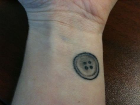 Demi Tattoo, Sewing Tattoo, Stripe Tattoo, Sewing Tattoos, Button Tattoo, Interesting Tattoos, Sister Tattoo, Bug Tattoo, Sibling Tattoos