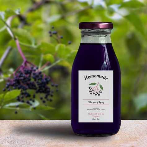 Elderberry Syrup Bottle Label Sticker Food Label Sticker, Syrup Labels, Homemade Elderberry, Syrup Bottle, Label Printable, Homemade Syrup, Elderberry Syrup, Food Label, Label Sticker