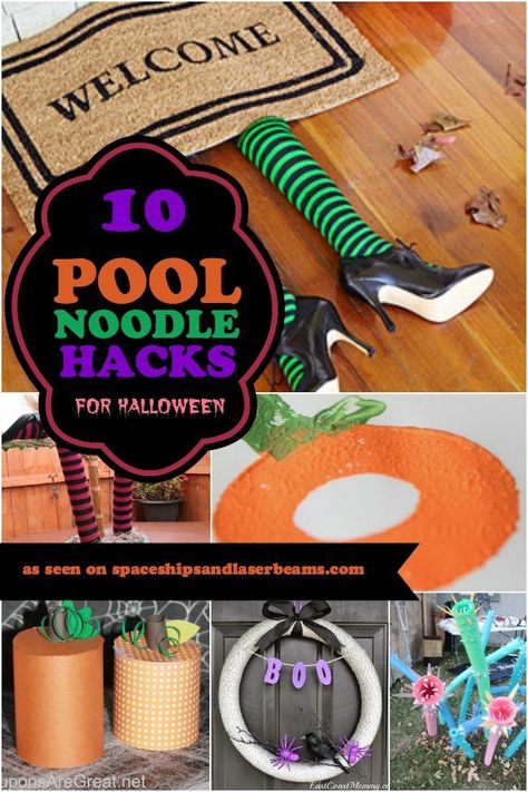 Halloween Kids Party Craft Ideas Pool Noodle Hacks Pool Noodle Halloween, Pool Noodle Christmas Wreath, Party Craft Ideas, Pool Noodle Hacks, Halloween Kids Party, Boy Birthday Party Ideas, Pool Noodle Wreath, Noodle Hacks, Pool Noodle Crafts