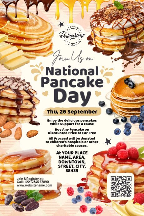 National Pancake Day Celebration Template National Pancake Day, Church Halloween, Linkedin Background Image, Linkedin Background, Kindle Book Cover, Concept Map, Tasty Pancakes, Pancake Day, Etsy Banner