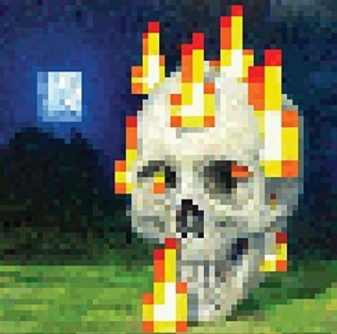 Minecraft Painting, Burning Skull, Poster Print, Skeleton, Minecraft, Art Print, For Sale, Art