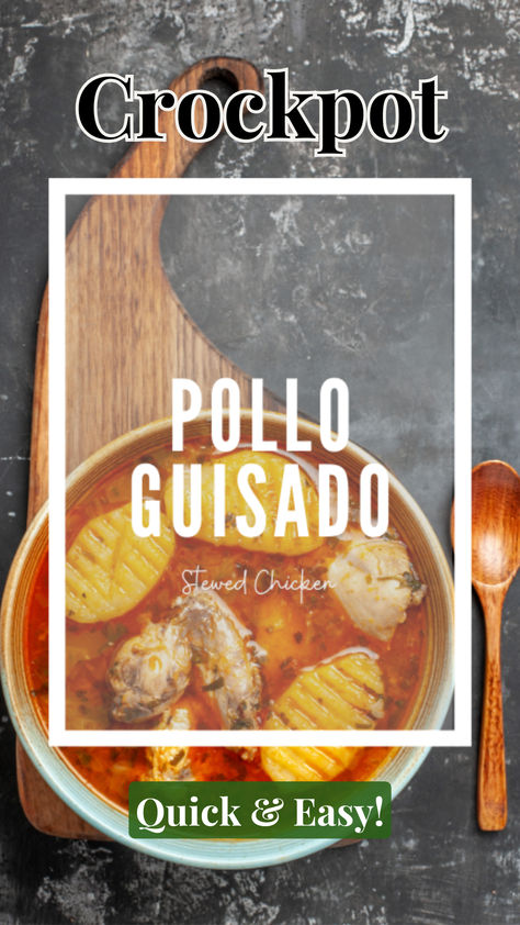 Our simple Stewed Chicken (Pollo Guisado) recipe from our Crockpot Latin Recipes ebook! Perfect for a dump-and-go crockpot meal, this flavorful dish brings comforting, traditional flavors with the ease of slow cooking. Ideal for easy dinner recipes and healthy crockpot meals, this dish makes meal prep effortless while delivering a rich and satisfying experience with minimal effort and enjoy every bite! #crockpot #slowcooker #dinneridea #easyrecipe Latin Crockpot Recipes, Pollo Guisado Recipe, Healthy Crockpot Meals, Guisado Recipe, Chicken Pollo, Stewed Chicken, Recipe For Fall, Crockpot Meal, Latin Recipes