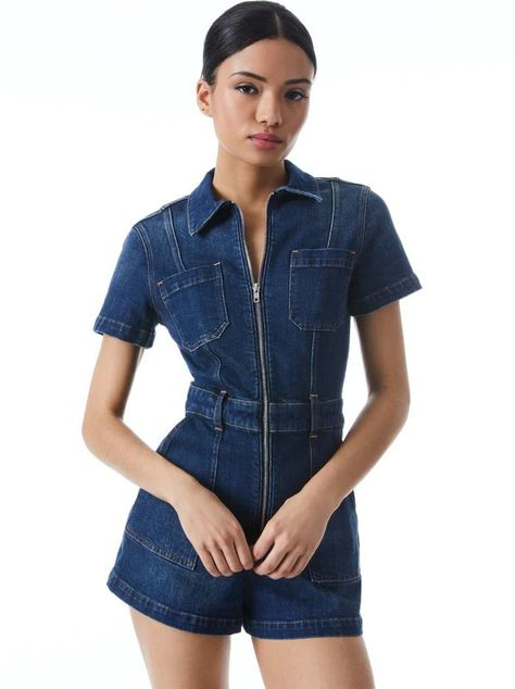 Alicia & Olivia Denim Short Jumpsuit, Casual Footwear, Short Acrylic, Romper Jumpsuit, Denim Romper, Shoes Dress, Jumpsuit Shorts Rompers, Denim Short, Hello Gorgeous