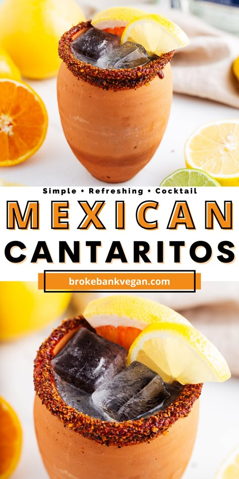 Mexican Sunset Cocktail, Cantarito Recipe, Mexican Drinks Alcohol, Mexican Cantaritos, Cantaritos Recipe, Bartender Ideas, Mexican Alcoholic Drinks, Mexican Cocktail, Saturday Dinner