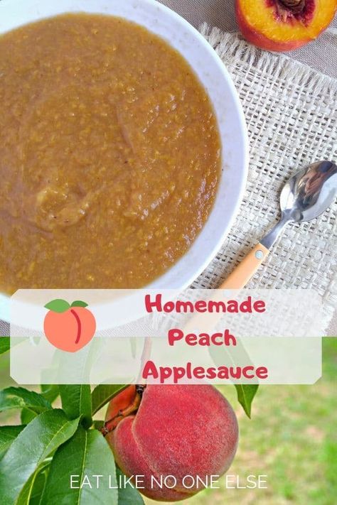 How to Make Homemade Peach Applesauce - A recipe for an easy to make applesauce that you could make in an Instant Pot or a Crockpot. Choose sweet apples so you can make the sauce unsweetened. #applesauce #peaches #apples | eatlikenoone.com Apple Peach Sauce, Peach Applesauce Crockpot, Peach Applesauce Canning, Peach Applesauce, Canning Applesauce Without Peeling, Crock Pot Applesauce No Peel, Homemade Applesauce With Skin, How To Make Unsweetened Applesauce, Make Applesauce