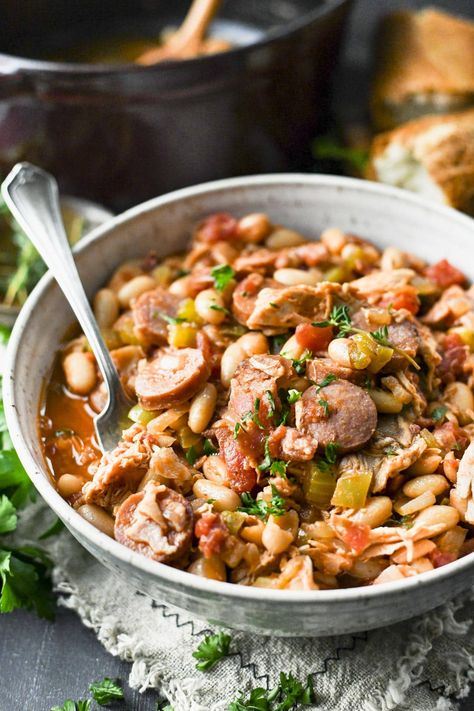 Easy Cassoulet - The Seasoned Mom Easy Cassoulet Recipe, Cassoulet Recipe Easy, Chicken Cassoulet, Chicken And White Beans, Southern Chicken And Rice, Meatball Tortellini Soup, Cassoulet Recipe, Flavorful Dinner, The Seasoned Mom