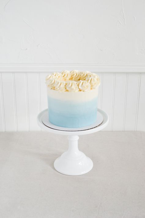 Ombre Buttercream Cake | The SweetSide Blue And White Ombre Cake, Blue Ombre Smash Cake, Simple Ombre Cake, Blue Ombre Birthday Cake, Ombre Buttercream Cake, Blue Buttercream Cake, Birthday Smash Cake Boy, Ombre Cakes, Ombré Cake