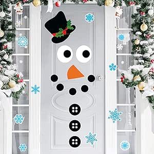 Joy Day Christmas Door Stickers Decor Christmas Snowman Door Stickers Christmas Large Snowman Stickers with Snowflake Decals for Xmas Refrigerator Door Wall Window Decor (Snowman-I) Preschool Door Decorations, Wall Window Decor, Holiday Door Decorations, School Door Decorations, Snowman Door, Holiday Snowflakes, Floor Decal, Wall Window, Holiday Door