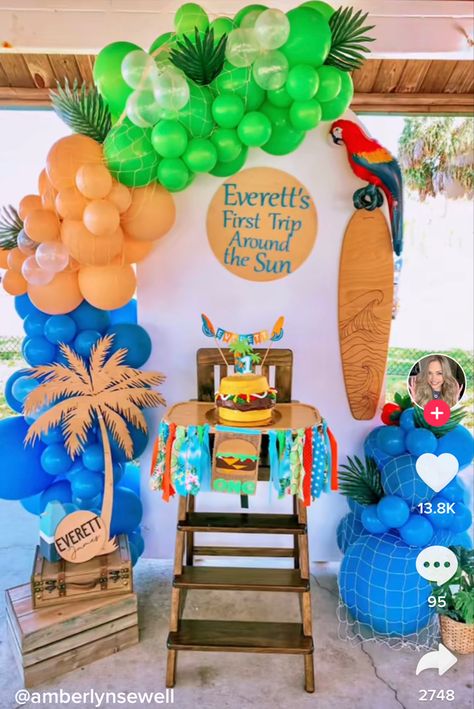 Jimmy Buffett Party, Boys 8th Birthday, Themed 1st Birthday, Jimmy Buffett, 8th Birthday, Balloon Decorations, First Birthday, Birthday Party Themes, First Birthdays