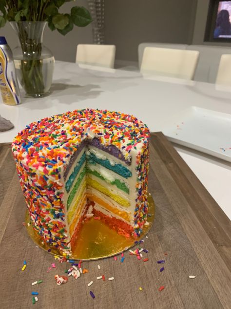 Rainbow Cake Aesthetic, Preppy Bday, Ice Cream Rainbow, Birth Cakes, Let Him Cook, Friends And Food, Rainbow Layer Cakes, Sprinkles Birthday Cake, Soul Food Dinner