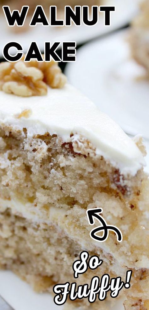 Dessert Recipes With Walnuts Baking, Recipes With Walnuts, Walnut Recipes Healthy, Walnut Desserts, Black Walnut Cake, Fluffy Recipe, Almond Torte, Cherry And Almond Cake, Nice Cake