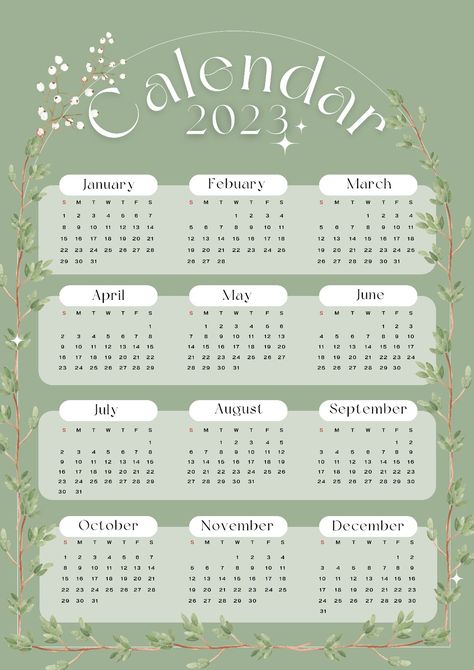 Calendar 2023 All Months, 2023 Calender Aesthetic Printable, Calender 2023 Design Aesthetic, Calendar Design 2023 Aesthetic, Green Calendar Aesthetic, 2023 Calendar Printable Free Aesthetic, Calender Aesthetic Icon, 2023 Calander Printable, Asthetic Calender 2023