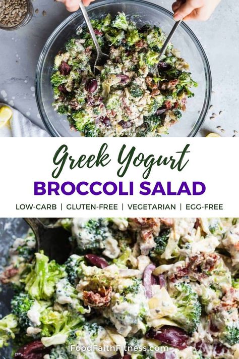 This Low-Carb Greek Yogurt Broccoli Salad is deliciously sweet and crunchy! Made with broccoli, Greek yogurt, and other ingredients you can easily find in your pantry, this classic salad is very healthy and never disappoints. Greek Yogurt Broccoli Salad, Mediterranean Low Carb, Broccoli Salad With Greek Yogurt, Low Carb Broccoli Salad, Low Carb Broccoli, Low Carb Greek Yogurt, Summertime Salads, Recipes Salads, Yummy Salads