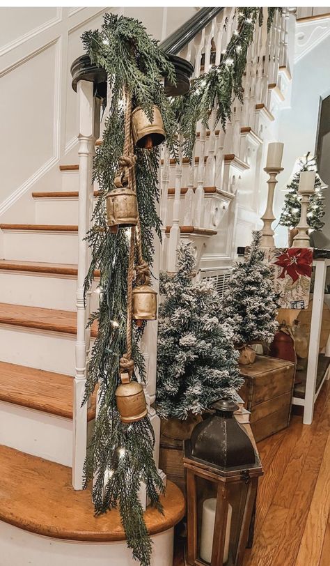 Christmas Banister, Christmas Decor Trends, Christmas Blue, Sleigh Bell, Brass Bells, Christmas Store, Decor Trends, Christmas 2020, Christmas Inspiration