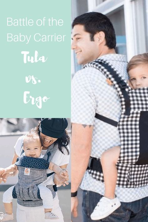 Tula vs Ergo - Battle Of The Top 2 Baby Carrier Brands! So what are the pros and cons of Tula vs Ergo? These are two of the most popular baby brand carriers and it's hard to know which one you should go with! #babywearing #ergo #tula #carrier via @rookiemoms Tula Carrier, Tula Baby Carrier, Toddler Carrier, Baby Carrier Newborn, Best Baby Carrier, Weight Baby, Baby Education, Baby Bjorn, Baby Tips