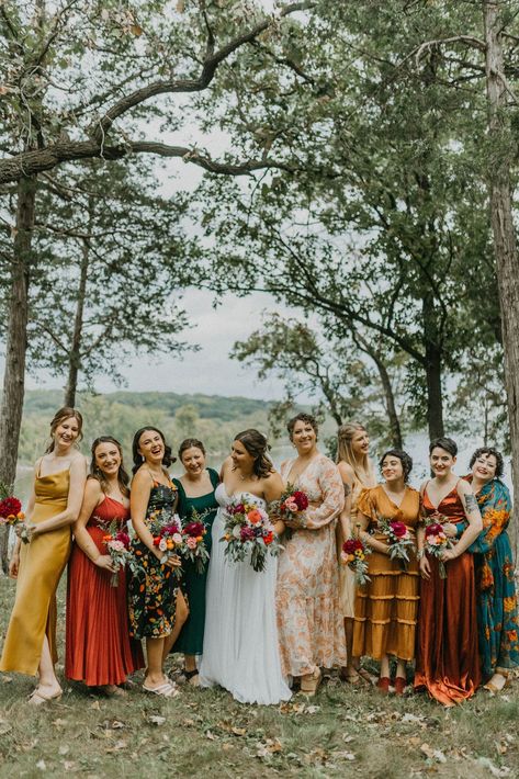 Vintage Backyard Wedding, Vintage Backyard, Mix Match Bridesmaids, Fall Wedding Bridesmaids, Mccall Idaho, Jewish Wedding Ceremony, Paradise Wedding, Airbnb Wedding, Fall Bridesmaids