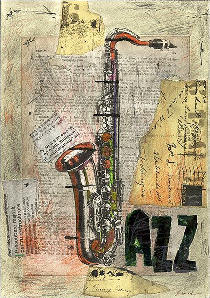 Arte Jazz, Art Musical, Jazz Bar, Collage Drawing, Jazz Poster, Jazz Art, Musical Art, Music Mix, A Collage