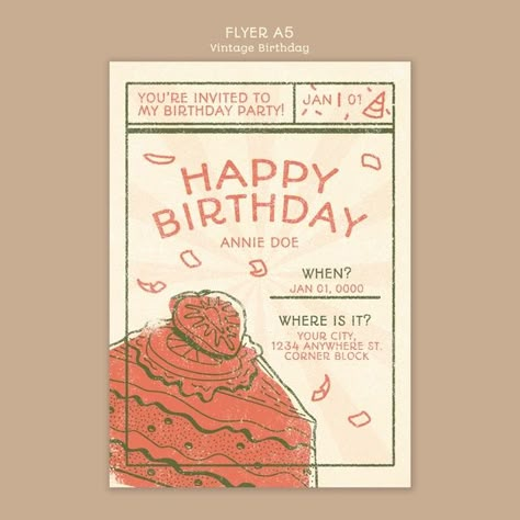 Happy Birthday Poster, College Flyer, Invitation Card Party, Happy Birthday Design, Bday Invitations, Happy Birthday Posters, Birthday Postcards, Party Invite Design, Birthday Card Design