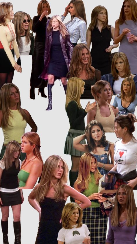 Rachel Green Outfits Rachel Green Season 10 Outfit, Rachel Green Slip Dress, Rachel Green Lookbook, Love Actually Outfits, Rachel Green Outfits Halloween, 90s Rachel Green Outfits, Rachel Green Aesthetic Moodboard, Rachel Green Outfits Casual, Friends Outfits 90s Rachel Green