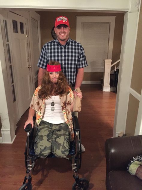 Luitenant Dan Forrest Gump Costume, Dale And Brennan Costume, Jenny And Forrest Costume, Forrest Gump Halloween Costumes, Forest Gump Halloween Costumes, Forest Gump And Lieutenant Dan Costume, Forrest Gump And Lieutenant Dan Costume, Lt Dan Costume, Funny Couple Halloween Costumes 2023