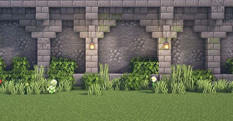 Minecraft Town Wall Ideas, Minecraft Barrier Wall Ideas, Minecraft Stone Brick Wall Designs, Minecraft Fence Designs Medieval, Stone Arch Minecraft, Minecraft Stone Staircase, Minecraft Map Wall Ideas, Minecraft Stone Wall Texturing, Minecraft Town Wall Designs