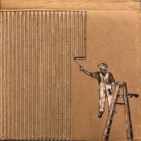 Corrugated Cardboard Art by Jordan Fretz  #corrugatedart #cardboardart #cardboardartist #artist #creativeart #graphicdesigner #graphicdesign #illustrator #freelanceillustrator #freelanceartist #artistforhire #charcoalart #charcoalartist #cardboardboxart #creativeartist #designer #freelancedesigner #design #creativity #salvagedart #recycledart #recycleart #sustainableart Newspaper Art, Cardboard Painting, Cardboard Art, Communication Art, Branding Logo Design, Corrugated Cardboard, Freelance Graphic Design, Art Plastique, Pencil Art