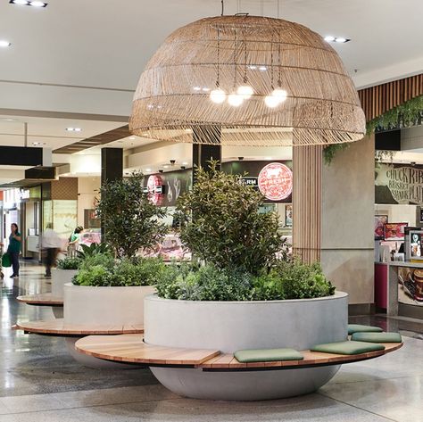 The Annie Planter Bench is A GRC planter with counter levered timber seating, the Annie planter is the ideal feature piece for any indoor or outdoor shopping centres, food courts, or dining precincts. Also available with upholstered seat pads. Dimensions 3000mm dia | 900mm high | 450mm seat height #planter #planterbench #benchseat #timberbenchseat #timberbench #shoppingcentrefurniture #mallfurniture #diningseating Planter Seating Design, Seating With Planter, Bench Banquette Seating, Planter With Bench, Planter Seating, Planter Seat, Timber Seating, Coffee Shop Concept, Commercial Planters