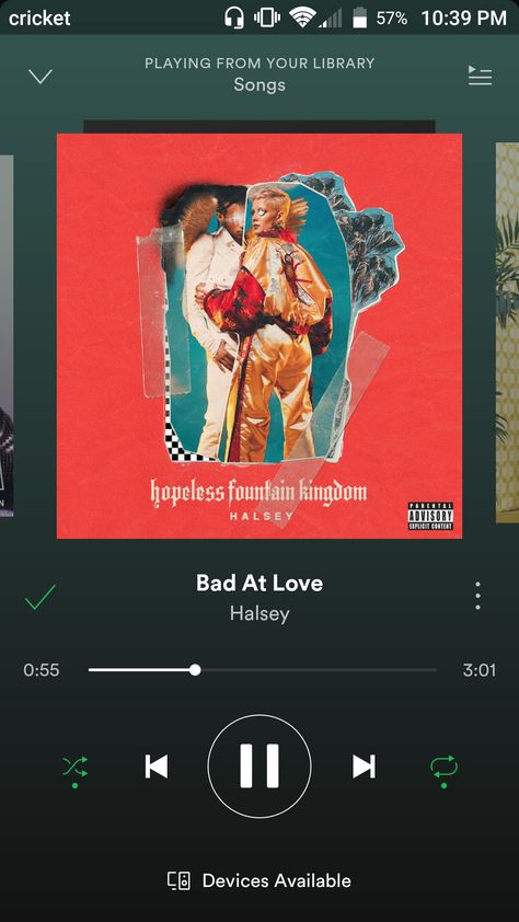 Bad At Love Halsey, Spotify Screenshot, Halsey Lyrics, Hopeless Fountain Kingdom, Walls Could Talk, Aesthetic Editing, Now Or Never, Instagram Music, Aesthetic Editing Apps