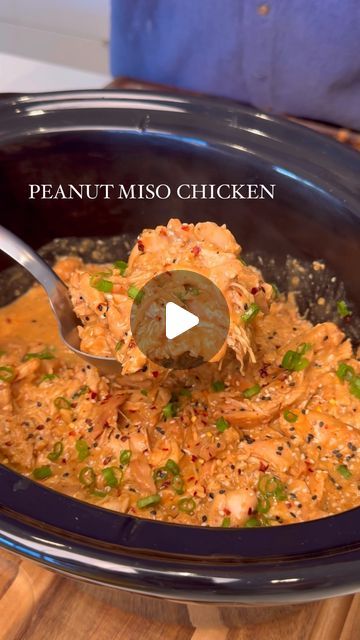 Tom Walsh on Instagram: "Peanut Miso Chicken

Stealth Health Slow Cooker Meal Prep Series,
Season 2, Episode 3

Per Rice Bowl (Makes 7):
610 Calories
50g Protein
67g Carbs
16g Fat

Per 4oz serving (meat only, makes 12):
210 Calories
26g Protein
7g Carbs
9g Fat

The Slow Cooker Meal Prep Series is officially back!

New recipes coming every week. Stay tuned for the launch of my Slow Cooker Cookbook, coming later this year 🙌

Ingredients:
48oz boneless skinless chicken thighs

Peanut Miso Sauce:
120g (8 Tbsp) peanut butter
60g (4 Tbsp) white miso paste 
60g (4 Tbsp) soy sauce
40g (2.5 Tbsp) maple syrup 
30g (2 Tbsp) rice vinegar 
20g (4 tsp) grated ginger
20g (4 tsp) grated garlic 
Red chili flakes, black pepper & sesame seeds to taste

Add half of Peanut Miso sauce before cooking, half afte Peanut Miso Chicken, Stealth Health, Slow Cooker Meal Prep, 50g Protein, White Miso Paste, Miso Sauce, Miso Chicken, Slow Cooker Meal, I Want Food