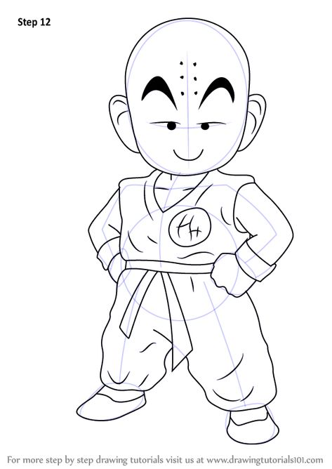 Learn How to Draw Kuririn from Dragon Ball Z (Dragon Ball Z) Step by Step : Drawing Tutorials Dragonball Characters, Dragon Ball Drawing, Dragon Ball Z Characters, Drawing Dragon, Goku Drawing, Dragon Z, Naruto Sketch Drawing, Ball Drawing, Dragon Ball Painting