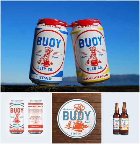 Agency: Grady Britton | Project: Buoy Beer label & package design Vintage Beer Label Design, Beer Brewery Design, Classic Beer Labels, Beer Branding Design, Beer Can Design, Craft Beer Label Design, English Beer, Kombucha Brands, Beer Bottle Design