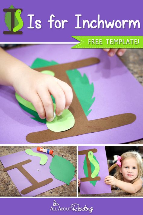 Inch your way through the alphabet with this I is for Inchworm craft with free printable template! Inch Worm Craft Preschool, I Is For Inchworm, Inchworm Craft Preschool, Inch Worm Craft, I Is For Craft, Inchworm Craft, Letter I Craft For Preschoolers, Letter I Craft, Printable Letter I