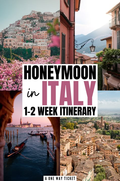 Italy Honeymoon Itinerary: 1-2 Week Itinerary Ideas - A One Way Ticket Around The World Honeymoon, Italy Honeymoon Itinerary, Honeymoon In Italy, Italian Honeymoon, Honeymoon Itinerary, Affordable Honeymoon, Top Honeymoon Destinations, Romantic Italian, Europe Honeymoon