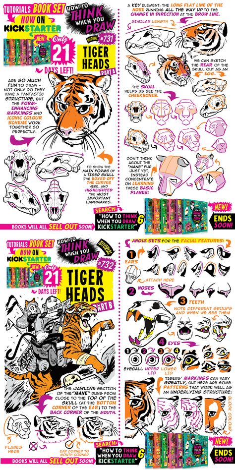 Etherington Brothers, Tiger Sketch, Cat Drawing Tutorial, Tiger Drawing, Comic Tutorial, Concept Art Tutorial, Art Advice, Digital Art Beginner, Tiger Art